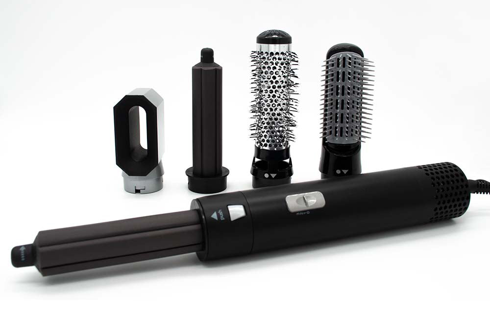 Black hair styler with 5 attachments
